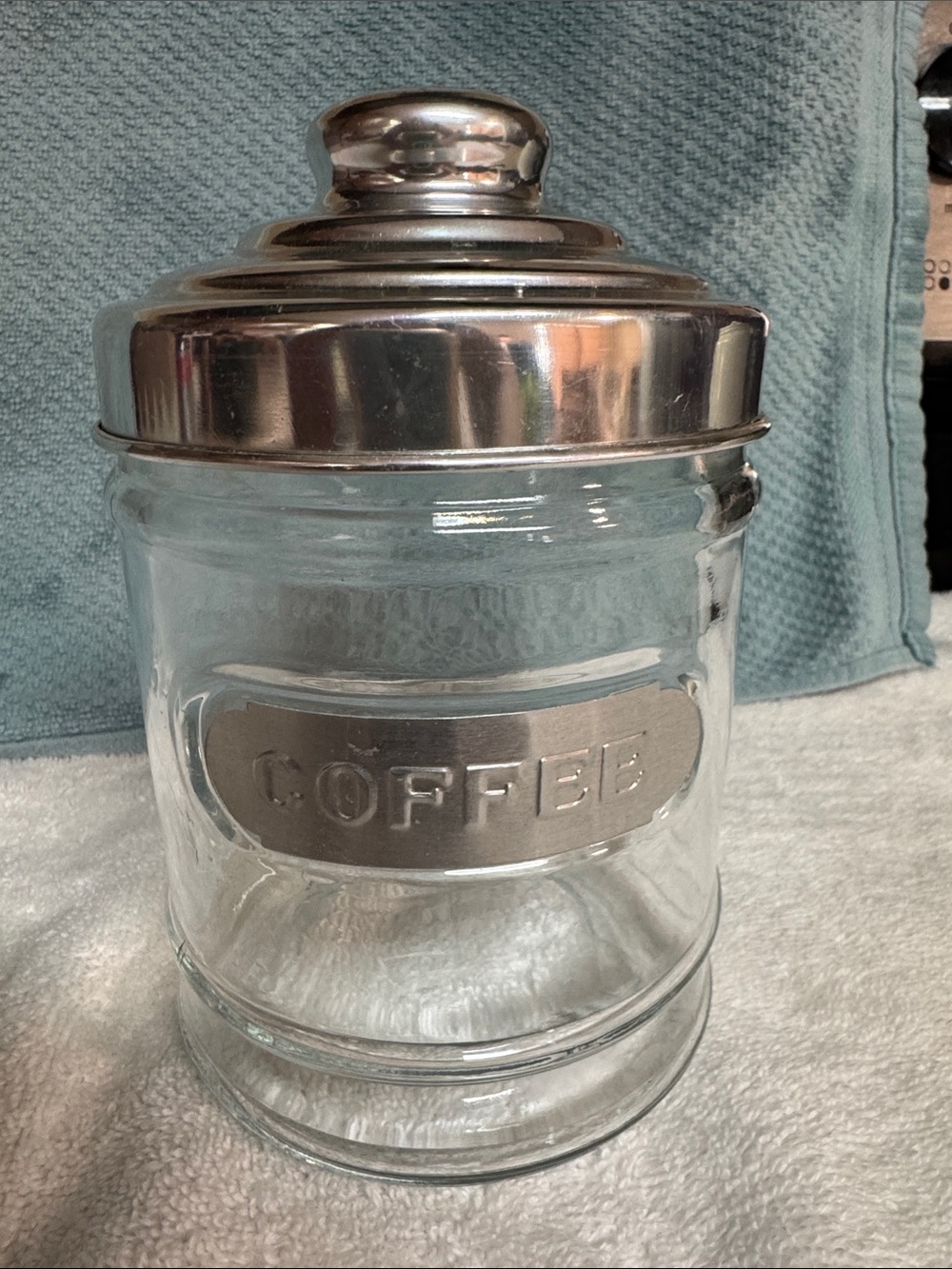 Clear Glass Coffee Canister with Silver Lid - Classic Countertop Storage